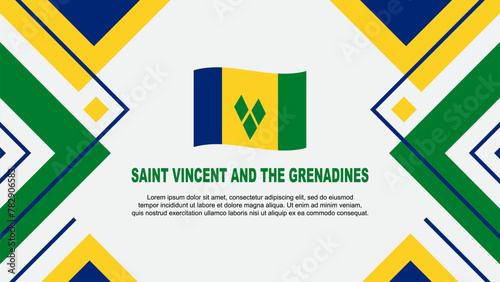 Saint Vincent And The Grenadines Flag Abstract Background Design Template. Saint Vincent And The Grenadines Independence Day Banner Wallpaper Vector Illustration. Illustration