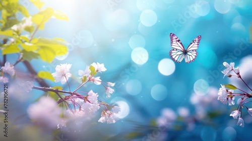 Background  spring flower and butterfly  © CStock