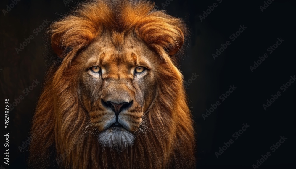 a photo portrait of a male lion, intricate details