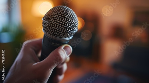 Close-up of a hand holding microphone