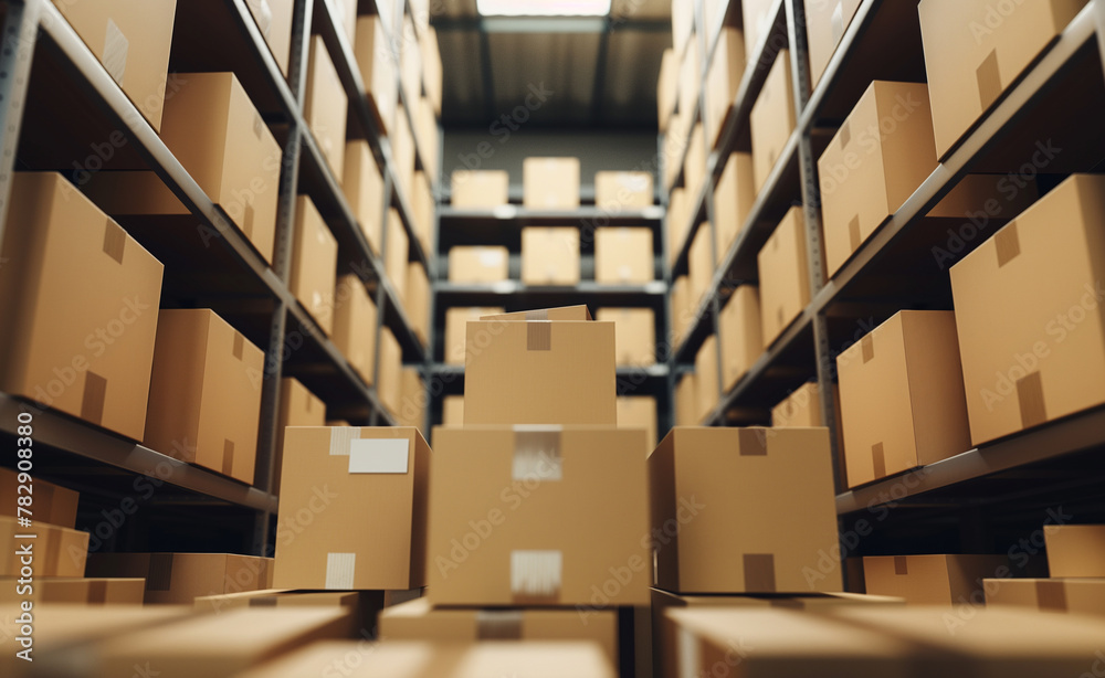 Cardboard boxes ready for stock in a modern warehouse warehouse. Parcel logistics background. Cardboard boxes ready for stock in a modern warehouse warehouse. Parcel logistics background.