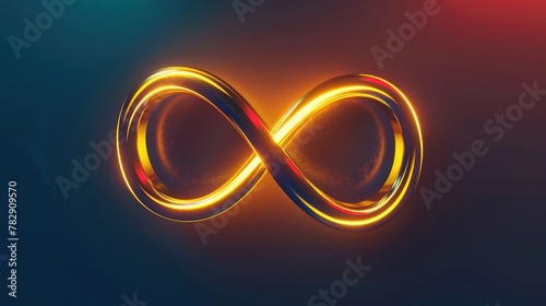 Neon symbol loop sign light background 3d line abstract infinite glow digital gold shape concept icon 8. Loop symbol neon circle effect limitless wave Generative Ai