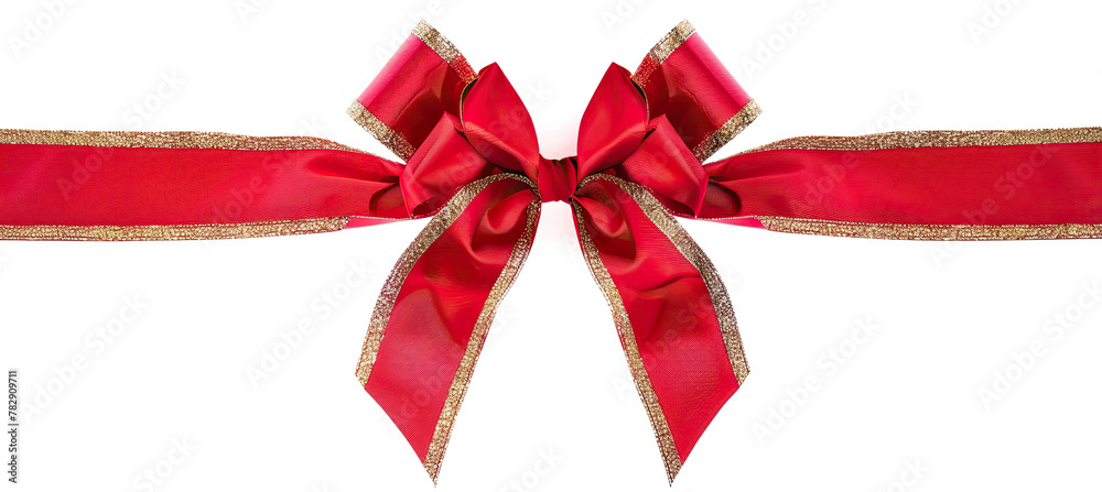 Red ribbon and bow with gold isolated on white background Red ribbon and bow with gold isolated on white background