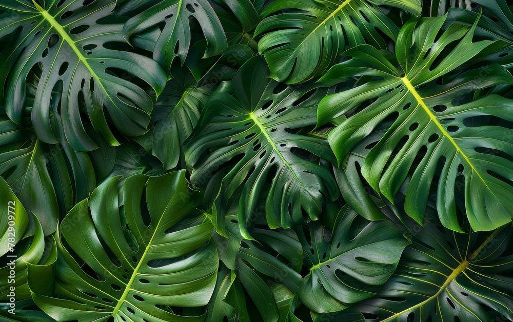 Obraz premium A green leaf of a monstera plant