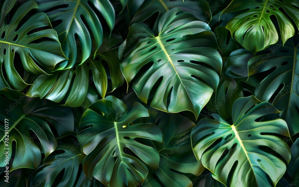 A green leaf of a monstera plant