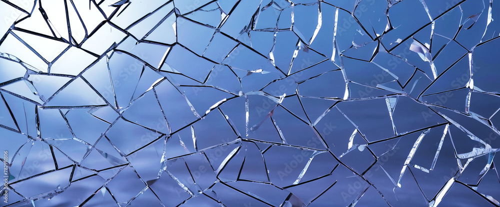 Background and texture of a broken mirror. - obrazy, fototapety, plakaty 