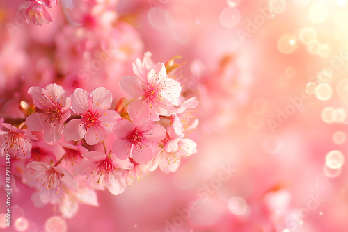 beautiful blooming Japanese sakura  blurred background
