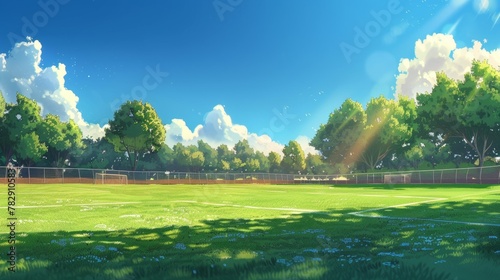 Soccer field in anime style. photo