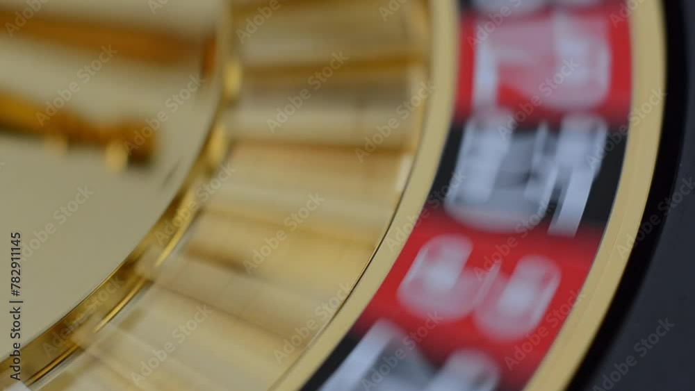 Roulette wheel in a casino, number seven won Roulette wheel in a casino, number seven won