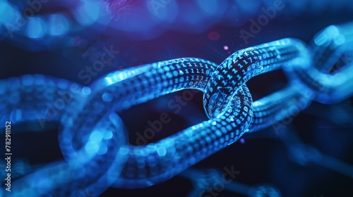 Close Up of Blue Chain on Black Background