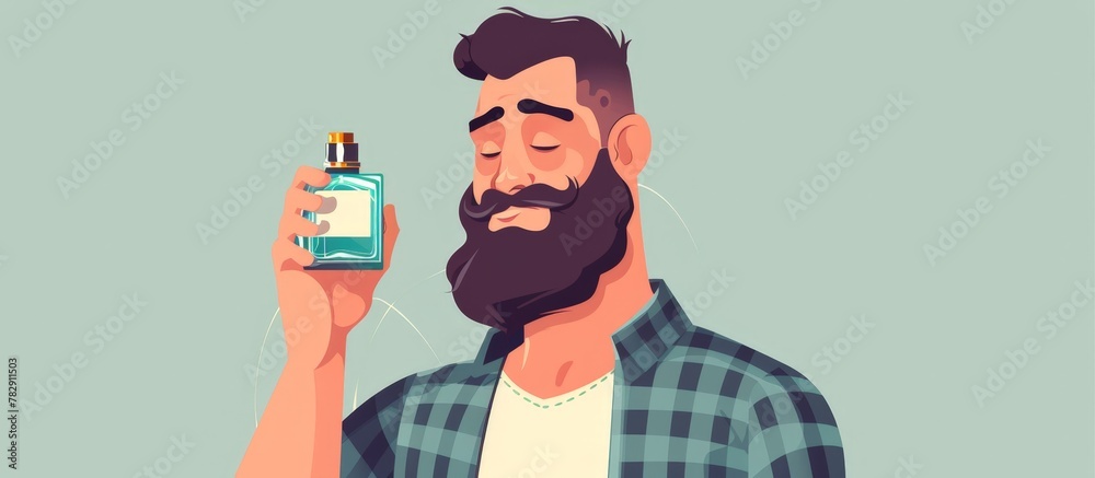 Bearded man grasping an alcohol bottle Bearded man grasping an alcohol bottle