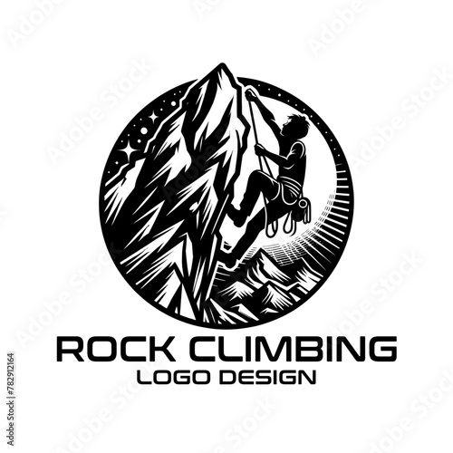 Rock Climbing Vector Logo Design photo