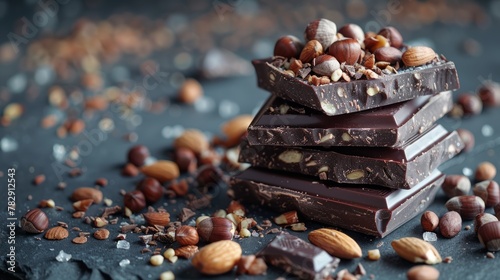 Gourmet chocolate bars with hazelnuts and almonds © muji