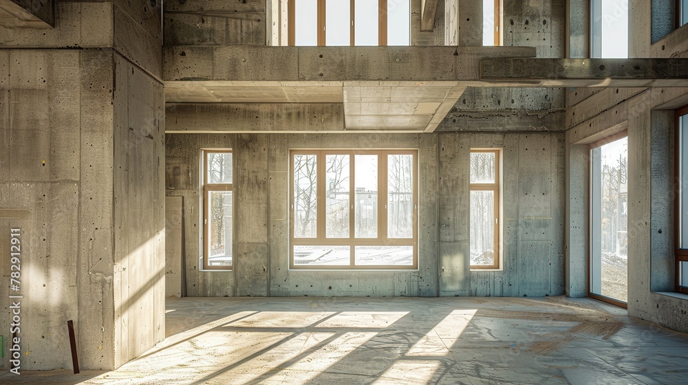 Fototapeta premium Unfinished concrete building interior 