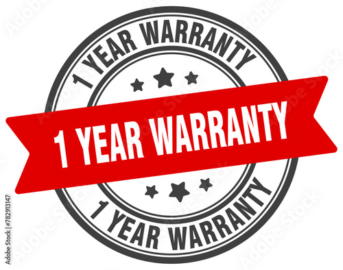 1 year warranty stamp. 1 year warranty label on transparent background. round sign