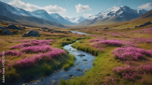 Highlands spring landscape, generative ai