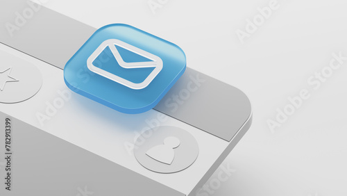 The concept of receiving an email in the Inbox with a pop-up notification of new unread emails appearing on the computer screen. Minimalistic rendering of the email icon.