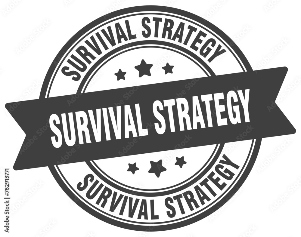 survival strategy stamp. survival strategy label on transparent background. round sign