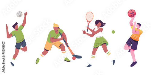 Vibrant illustrations depict various Olympic and fitness activities  showing athletes performing different sports.