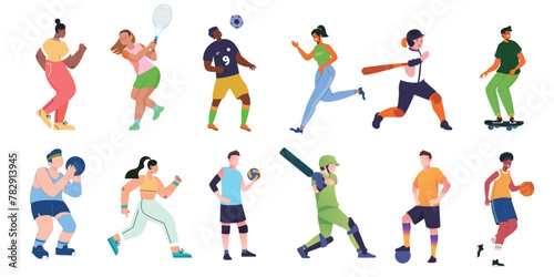 Vibrant illustrations depict various Olympic and fitness activities  showing athletes performing different sports.