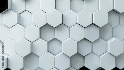 3d render of abstract background with white and grey hexagons 