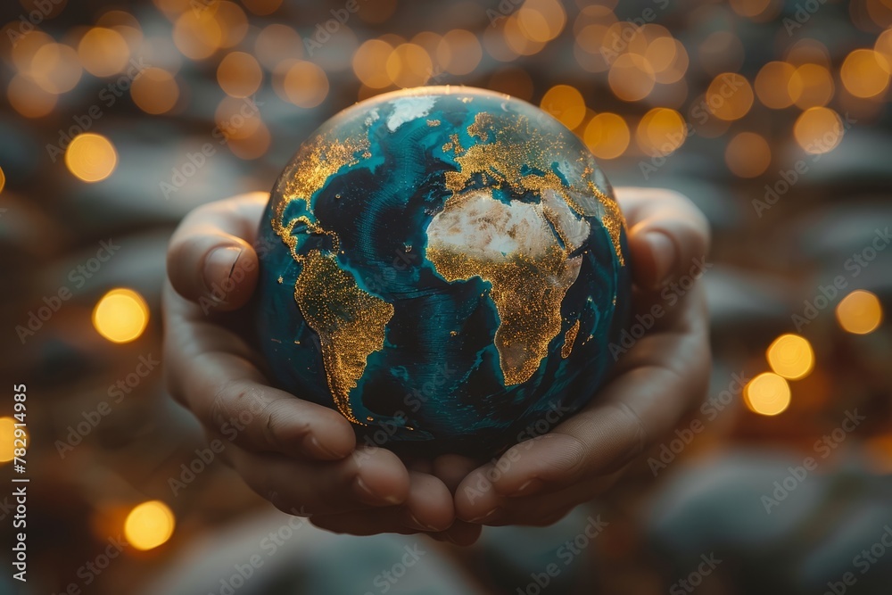 Fototapeta premium Hand holding globe representing earth day
