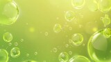 Oil bubble macro texture background. Olive pattern modern. Abstract beauty soap with omega vitamin image. Collagen water droplets on glass surface. Clean gel view banner.