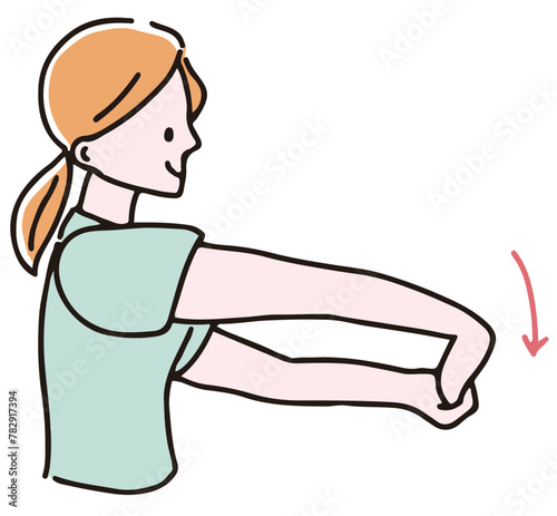 首・肩のストレッチをしている女性