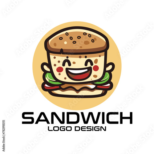 Sandwich Cartoon Vector Logo Design photo