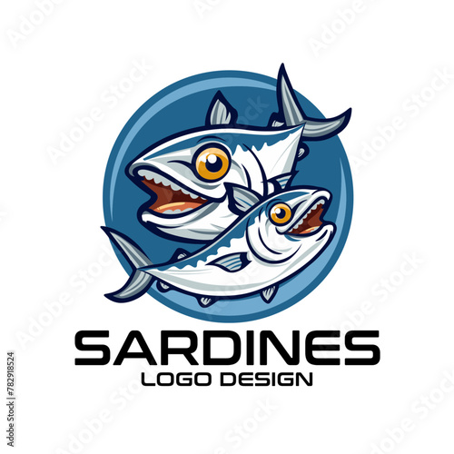 Sardines Cartoon Vector Logo Design photo