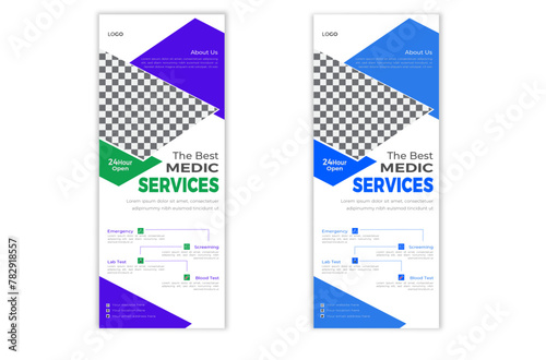 medical roll up banner design template, creative modern medical pull up banner design. 
