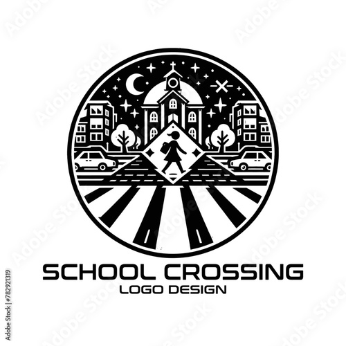 School Crossing Vector Logo Design photo