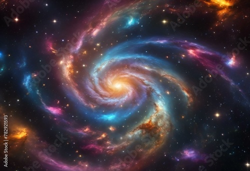 AI generated illustration of vibrant swirl amidst stars in artistic illustration © Wirestock