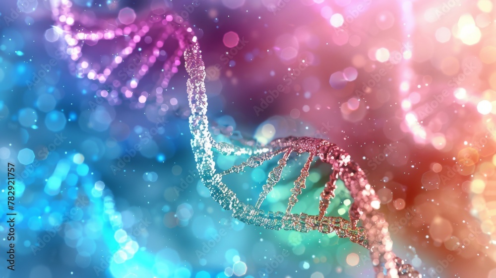 Close-Up of Double-Stranded DNA on Blurry Background