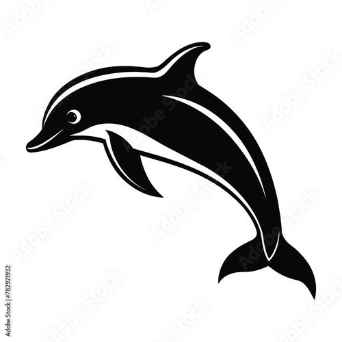 PrintA silhouette dolphin black and white logo vector clip art