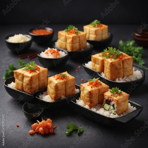 Inari Sushi (Sushi rice in fried tofu pouches)