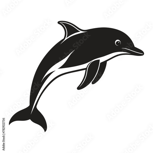 PrintA silhouette dolphin black and white logo vector clip art
