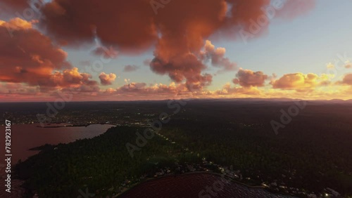 Sunset aerial view of the coast of Unawatuna Beach. Sri Lanka photo