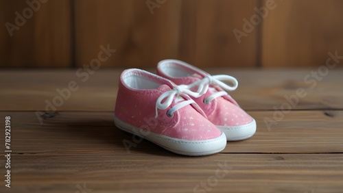 baby shoes on floor, ai generated