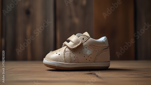 pair of shoes on a wooden background, ai generated