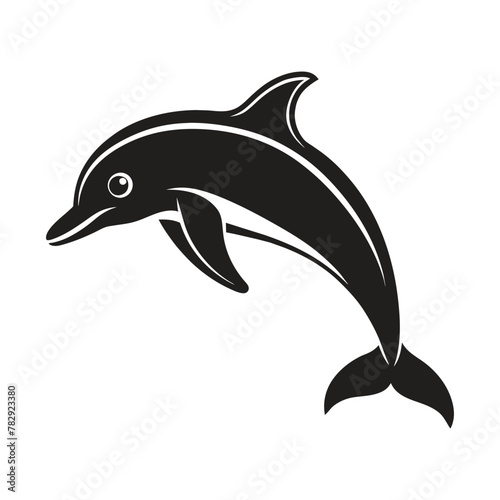 PrintA silhouette dolphin black and white logo vector clip art