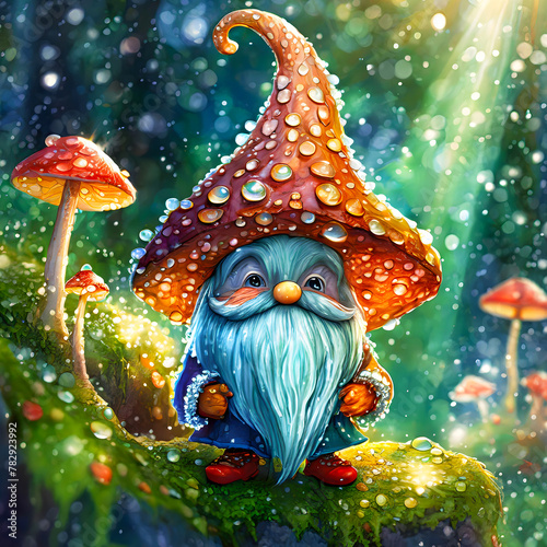 Psychedelic Mushroom Wisdom Gnome Walking In A Forest Full Of Vibrant Colours 3D High Resolution Psychedelic Art