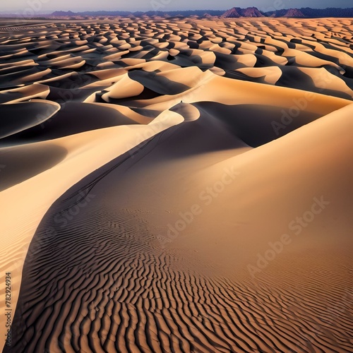AI generated illustration of a desert landscape with sand dunes