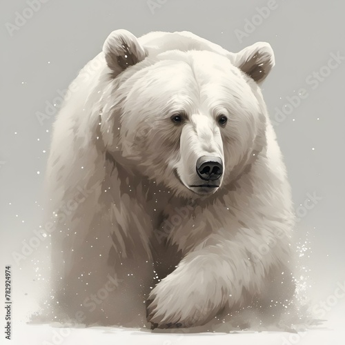 AI generated illustration of a white polar bear against a gray backdrop