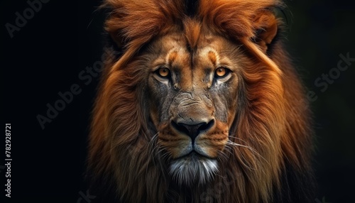 a photo portrait of a male lion  intricate details