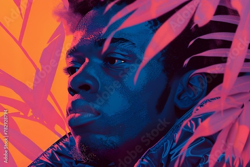 AI-generated illustration of a portrait of an African American man in vibrant hues