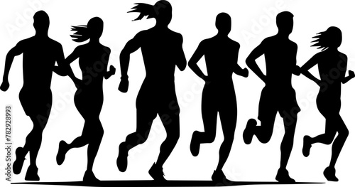 people running silhouettes vector illustration
