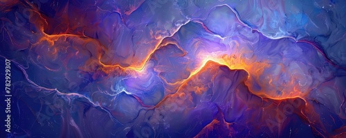 A Fusion of Blue, Purple, and Orange Light Waves in a Grainy Texture
