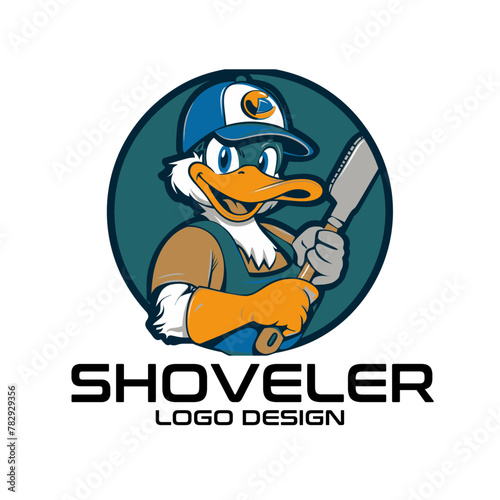 Shoveler Cartoon Vector Logo Design