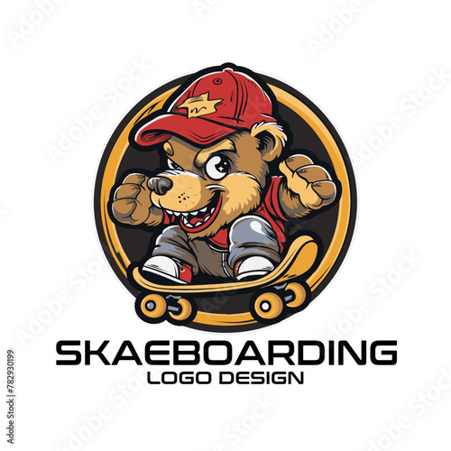 Skateboarding Cartoon Logo Design 